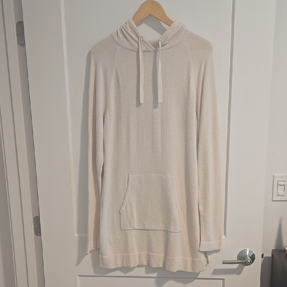 Barefoot Dreams CozyChic Ultra Lite Cream Hooded Tunic with Front Pocket